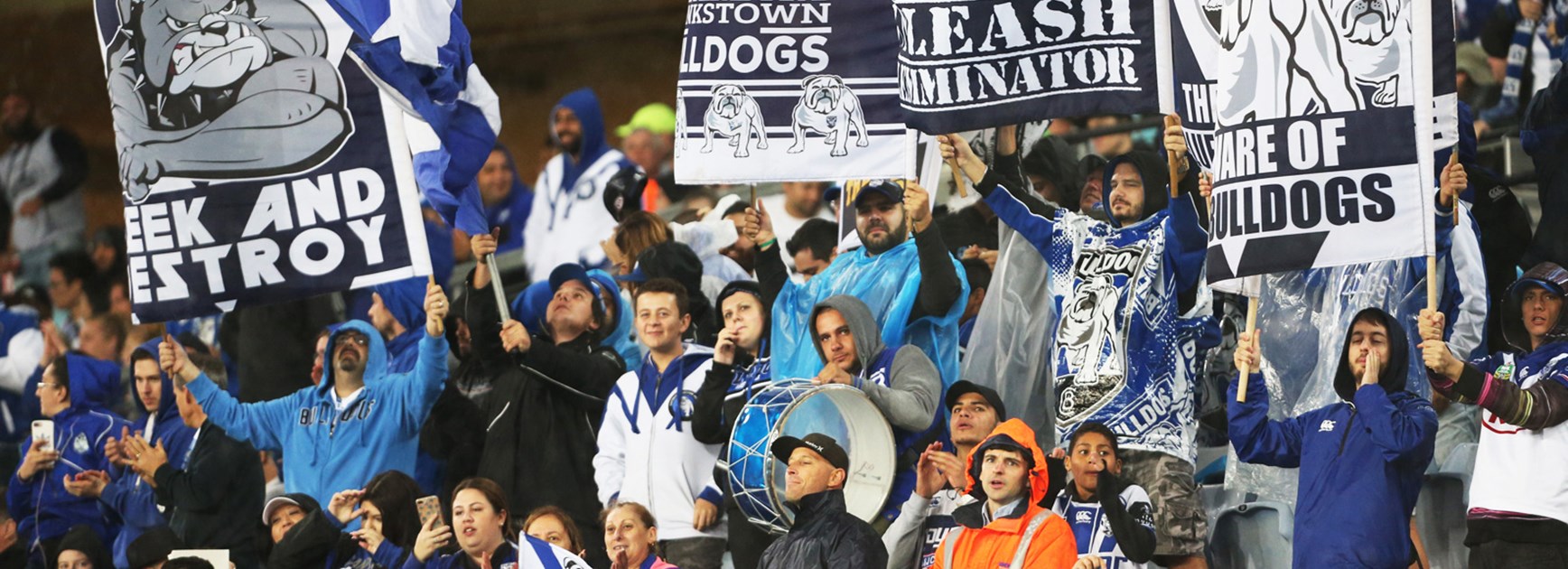 Bulldogs fans during their team's win over the Broncos in Round 5.