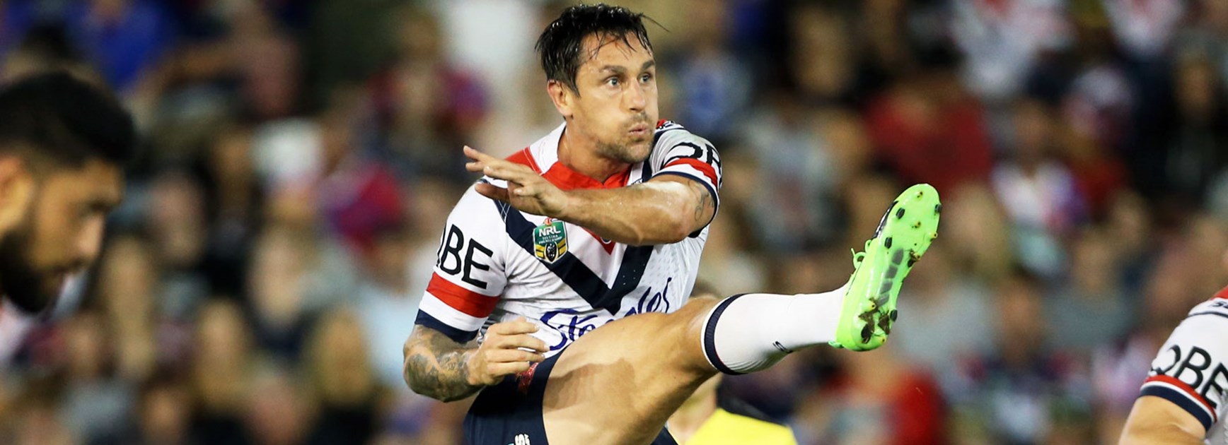 Roosters halfback Mitchell Pearce against the Knights.