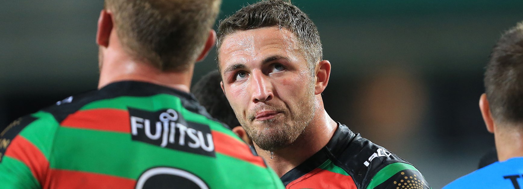 Rabbitohs lock Sam Burgess during South Sydney's loss to Manly.
