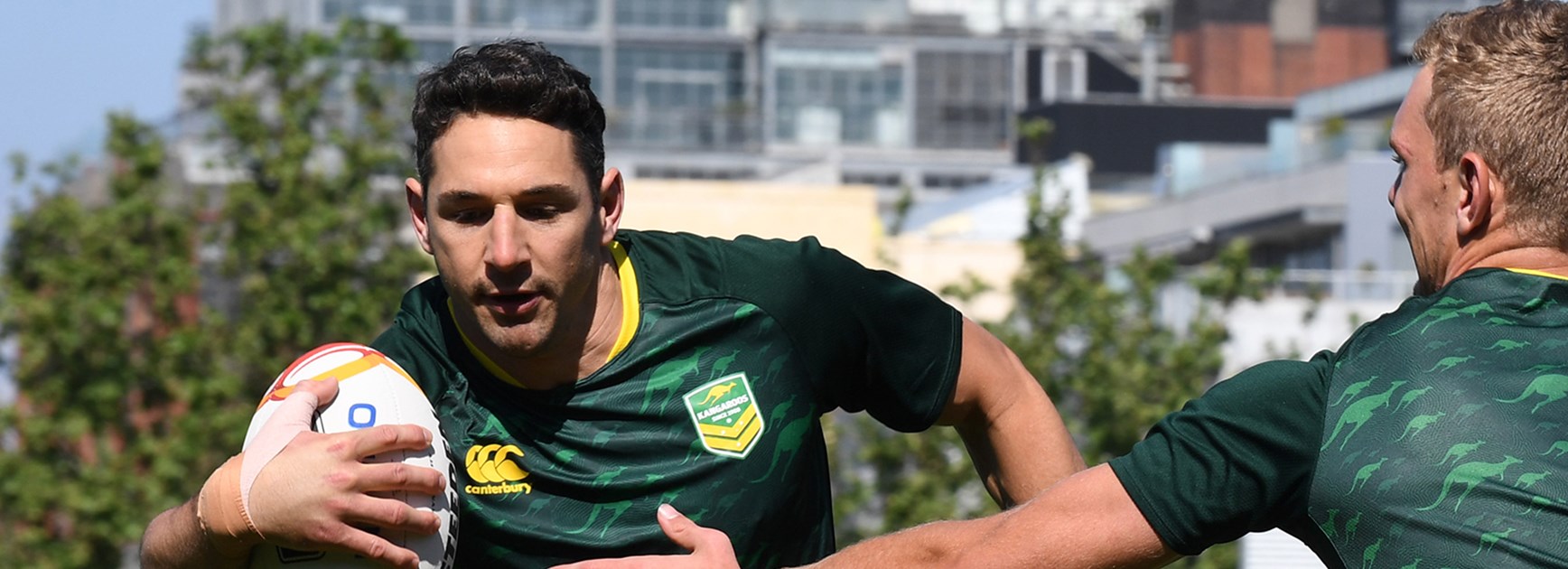 Kangaroos fullback Billy Slater at training in Melbourne ahead of the World Cup opener against England.