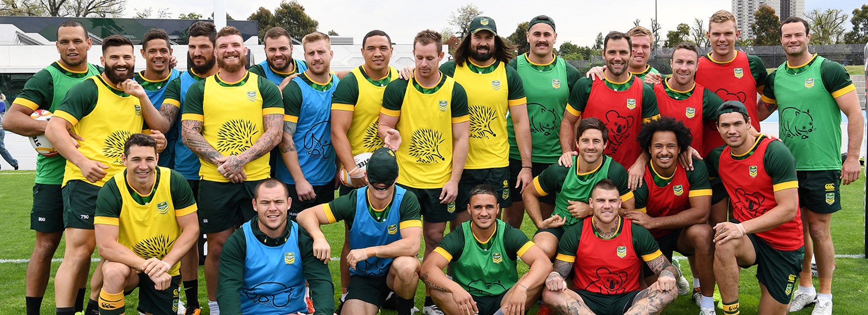 Australian players appear relaxed at training in Melbourne ahead of their World Cup opener against England.