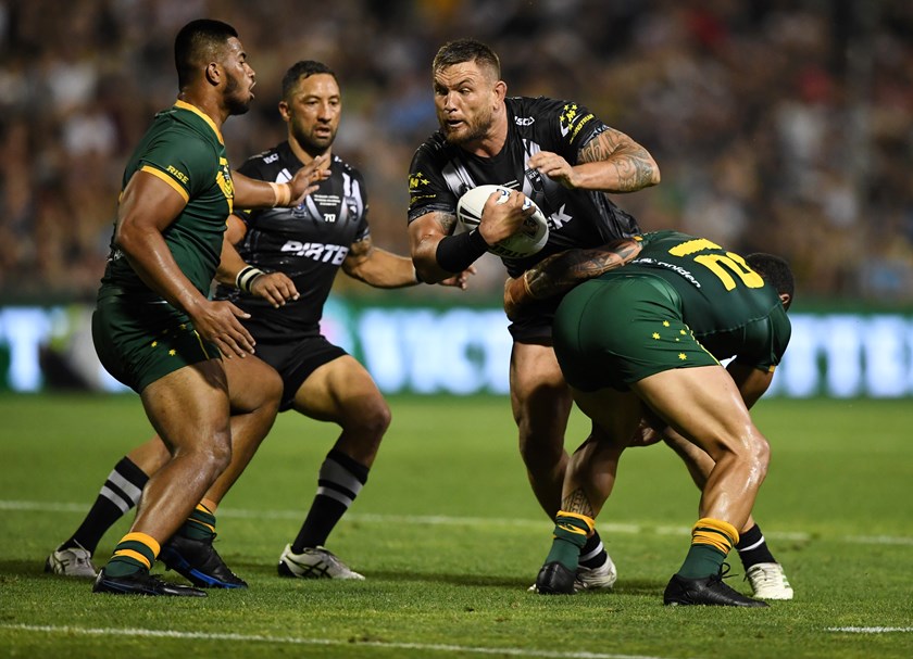 Jared Waerea-Hargreaves in action for the Kiwis