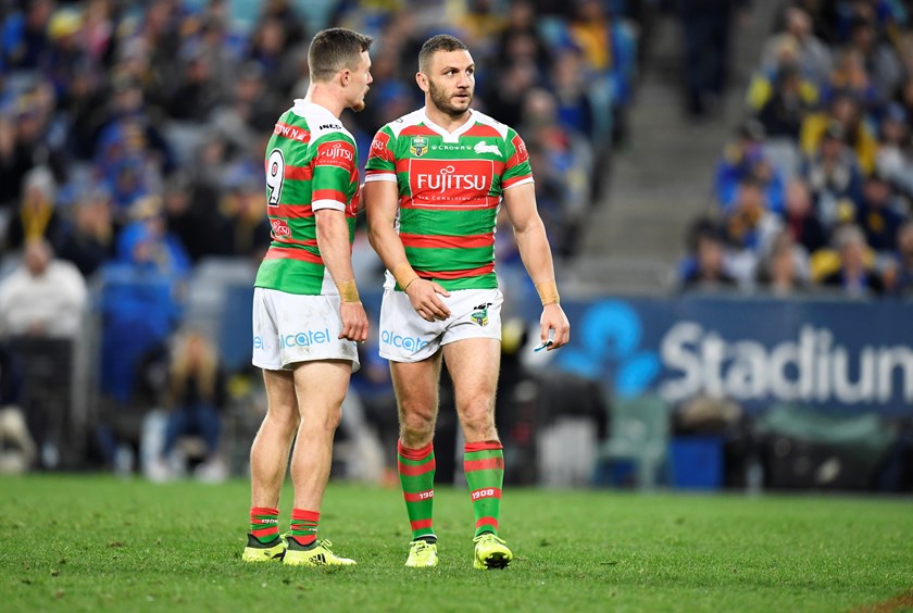 Rabbitohs hookers Damien Cook and Robbie Farah.