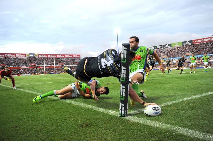 Cowboys winger Kyle Feldt in action against the Raiders.