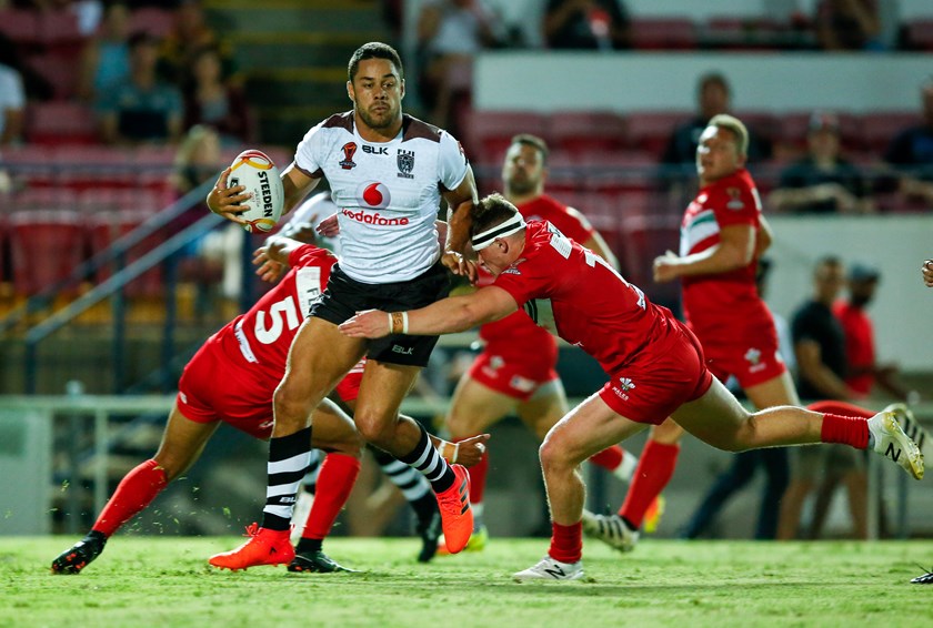 Jarryd Hayne in action for Fiji during the 2017 Rugby League World Cup.