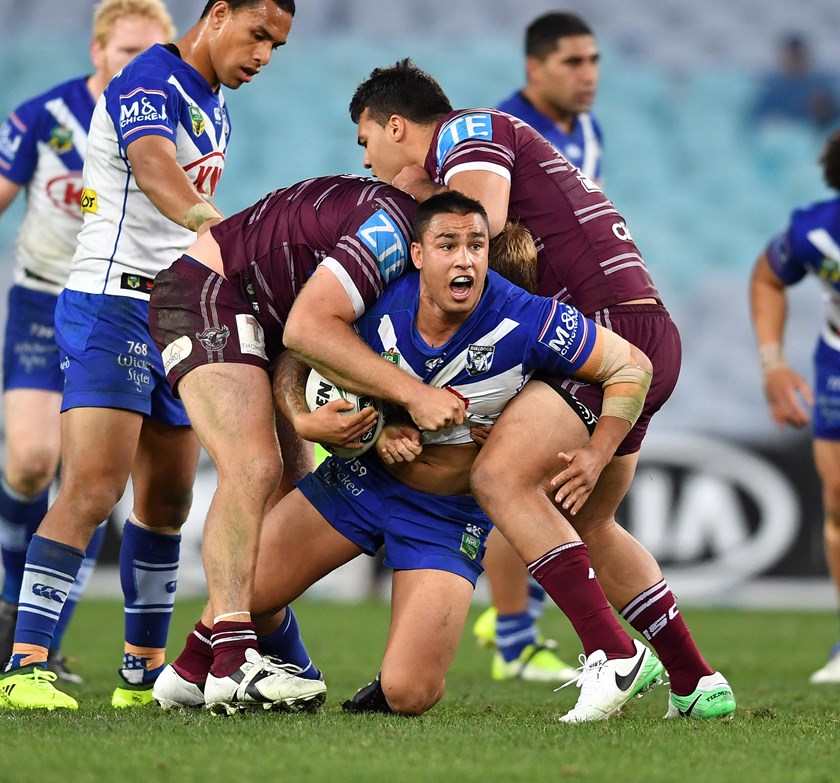 Canterbury hooker Michael Lichaa in action against Manly.