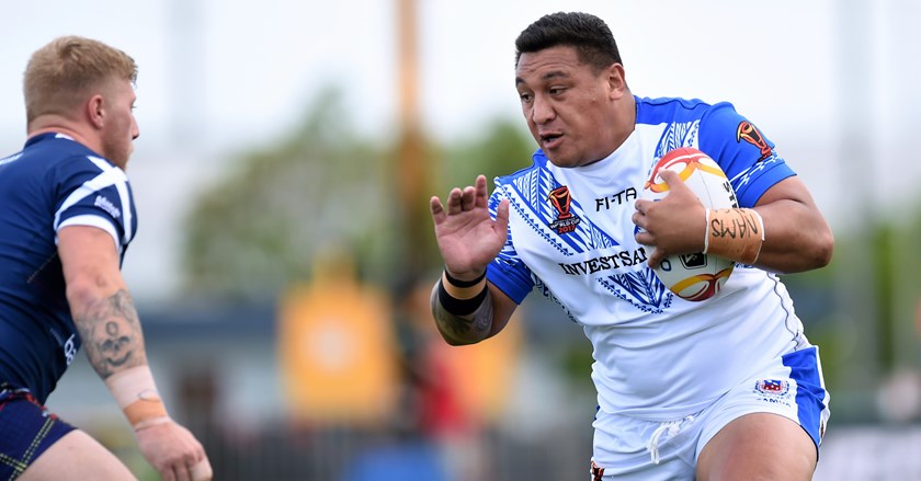 Josh Papalii in action for Samoa at the 2017 World Cup.