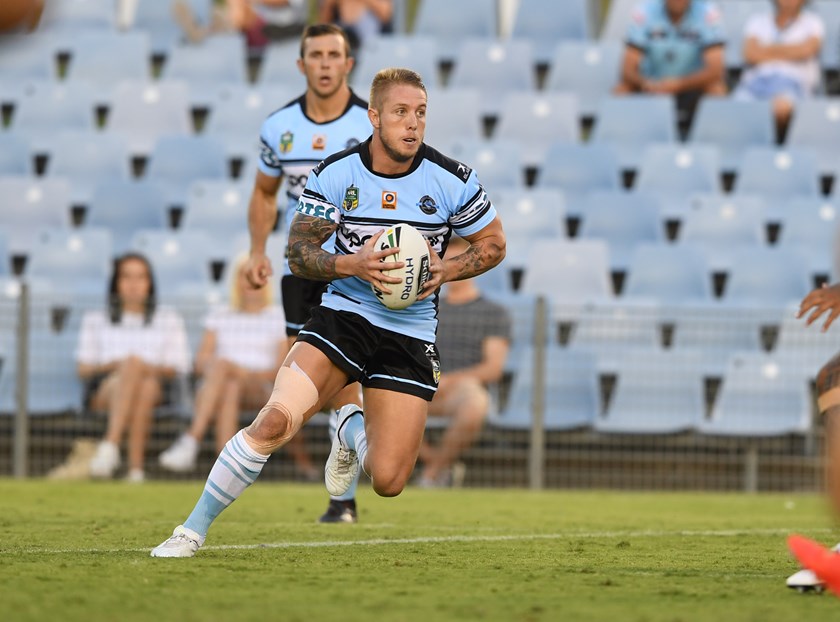 Aaron Gray in action for Cronulla.