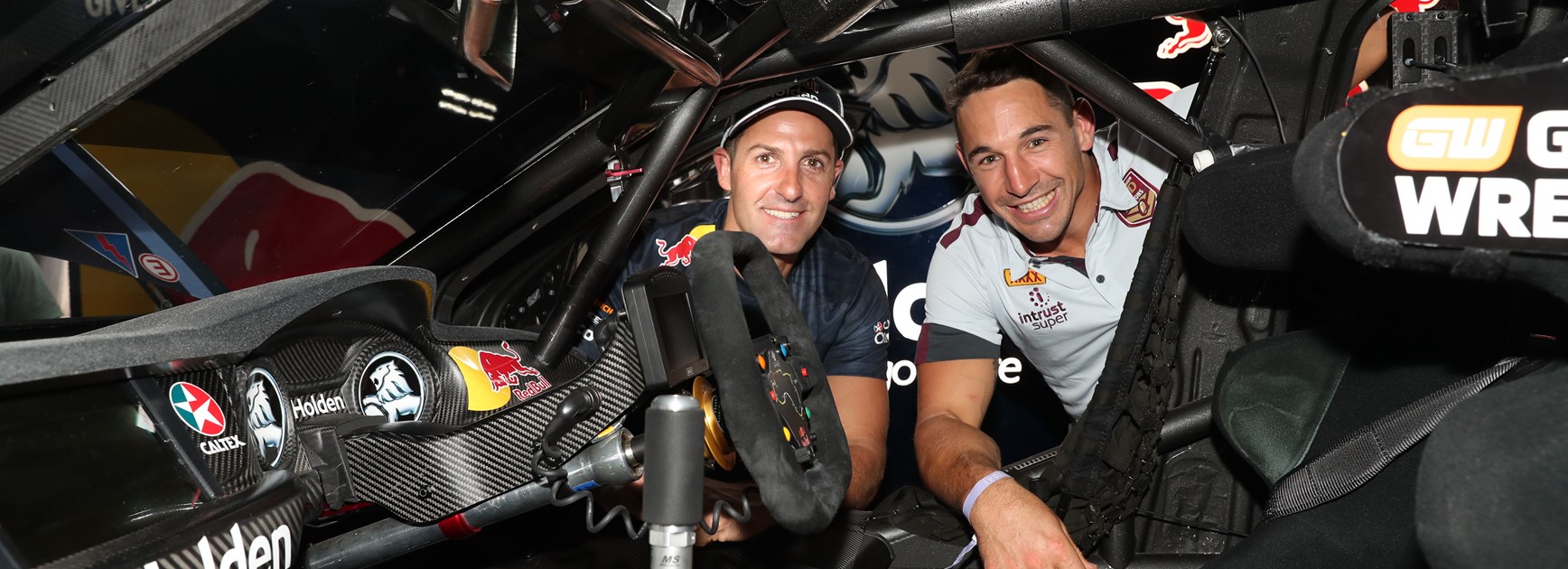 Supercar champion Jamie Whincup and Storm fullback Billy Slater.