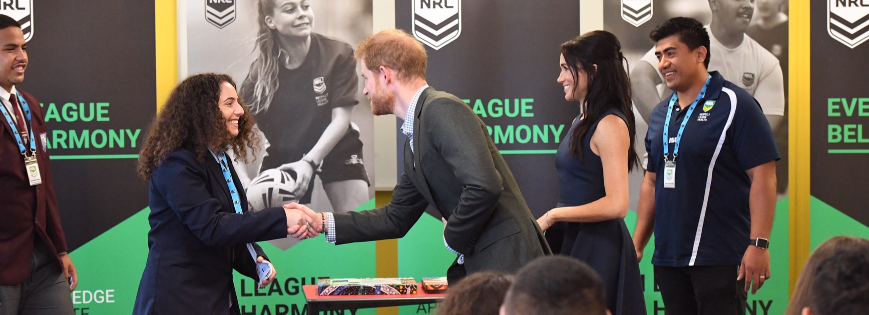 Prince Harry and Meghan Markle took part in the National Rugby League's 'In League in Harmony' program. 