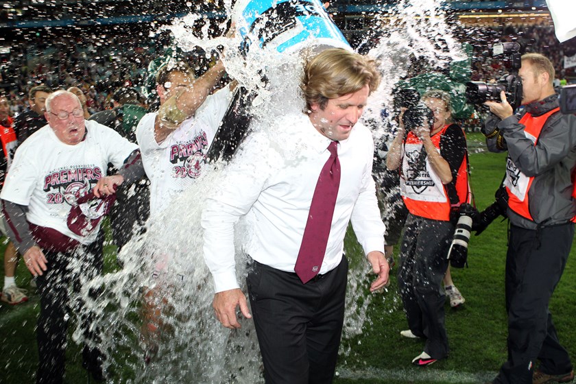 Des Hasler after the grand final win.