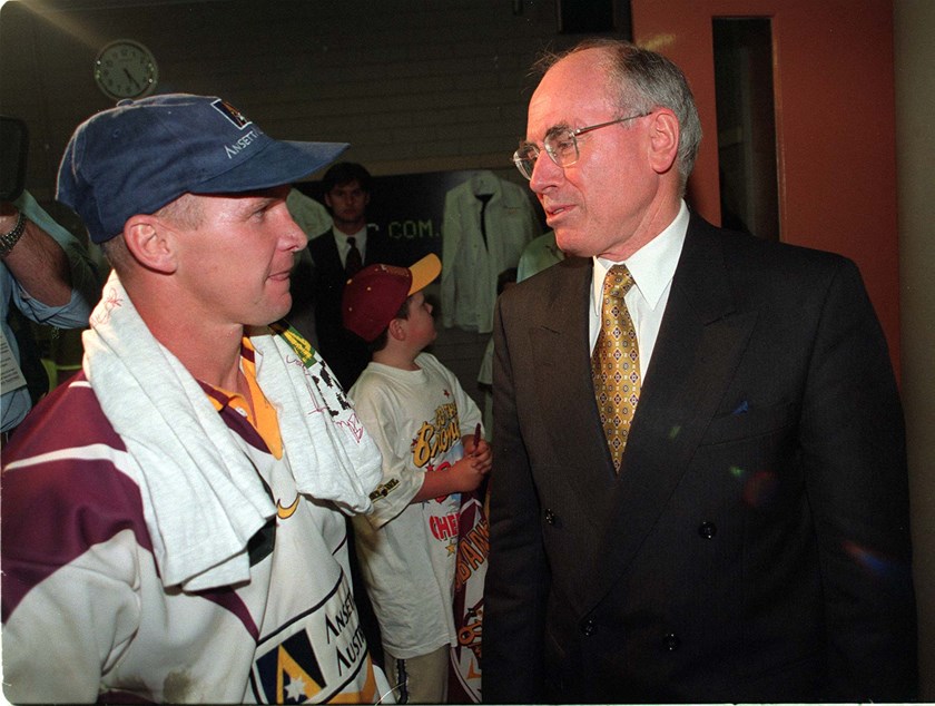 Allan Langer and then Prime Minister John Howard after the match.