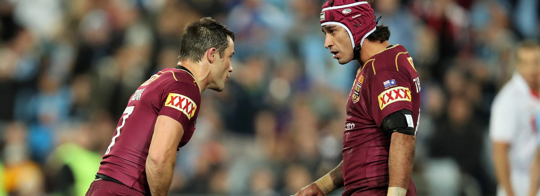 Former Queensland greats Cooper Cronk and Johnathan Thurston.
