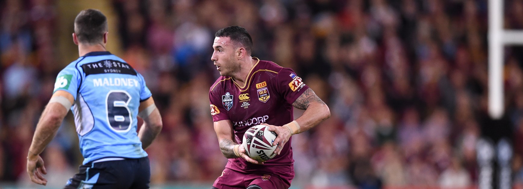 Darius Boyd in action for the Maroons in 2017.