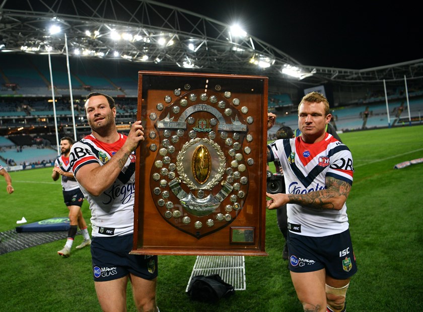 Roosters co-captain Boyd Cordner and Jake Friend.