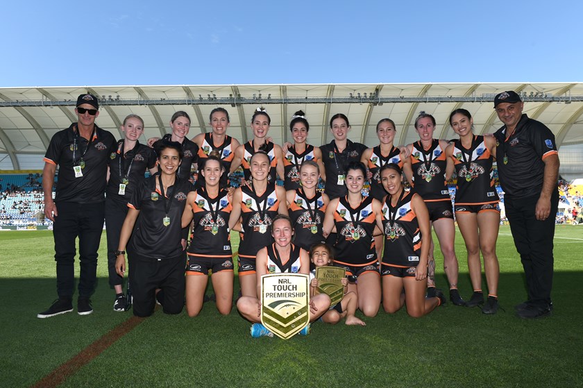 The grand final-winning Wests Tigers women's touch side.