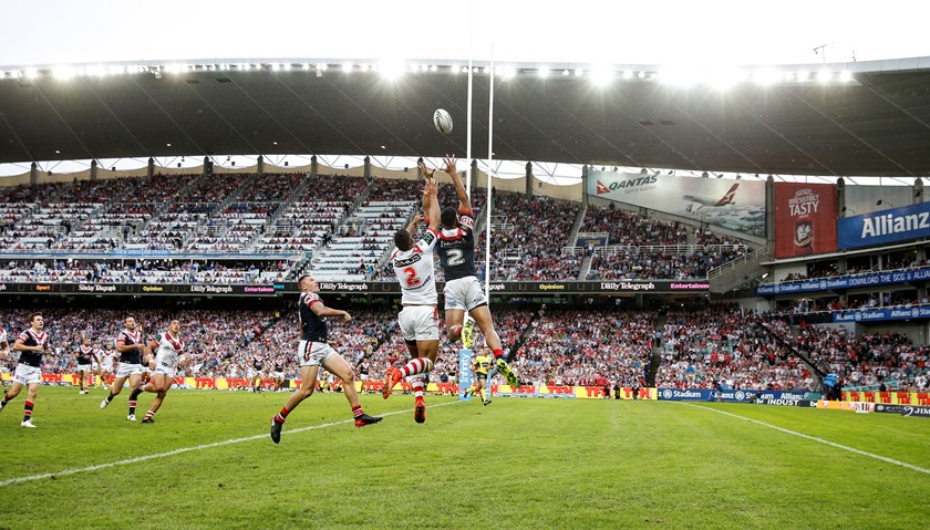 The Roosters and Dragons in action at Allianz Stadium in 2017.
