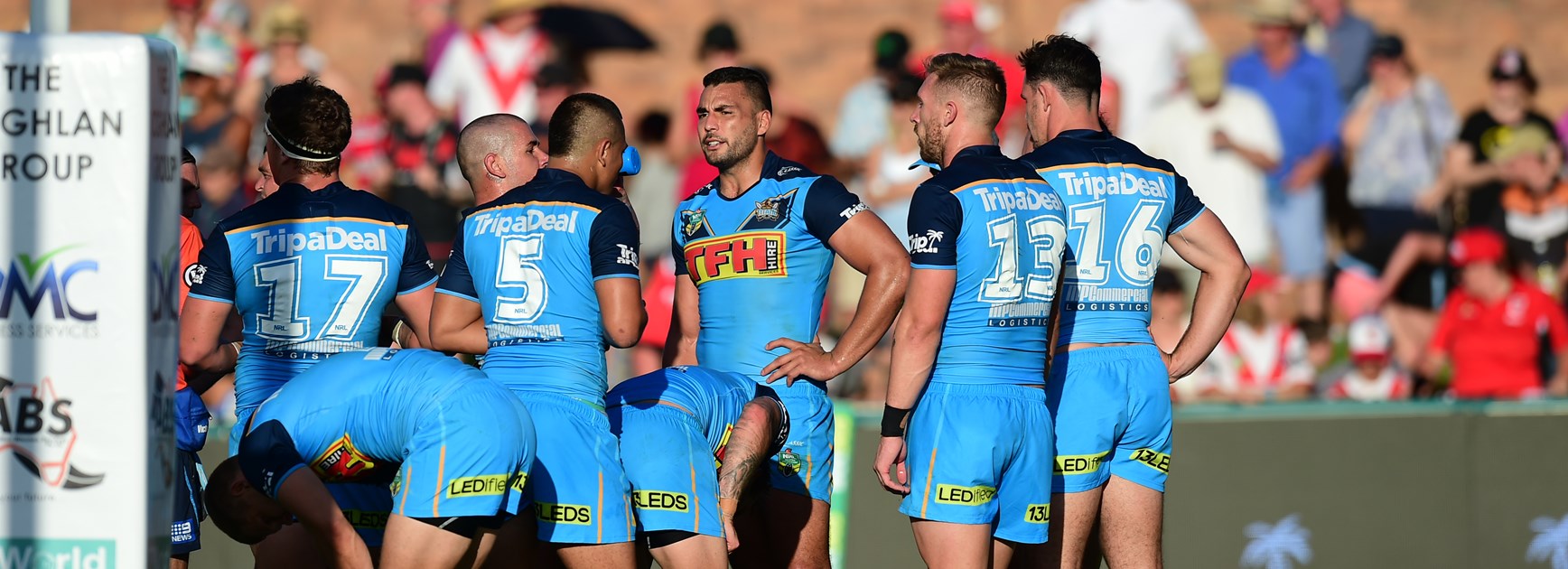 The Gold Coast Titans were thrashed by the Dragons in Toowoomba.