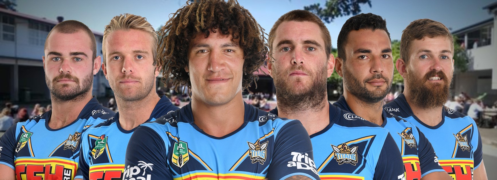 Ex students from Palm Beach Currumbin High School who are now on the books of the Gold Coast Titans.
