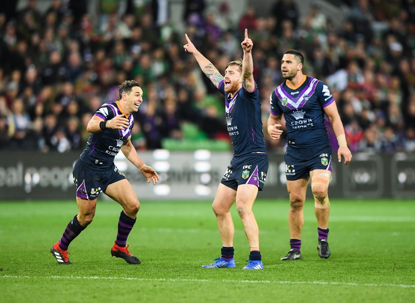 Cameron Munster celebrates his match-winning field goal.