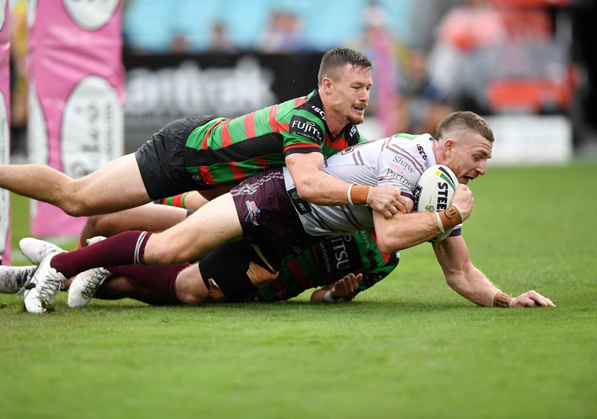 Jackson Hastings in action for Manly in 2018.