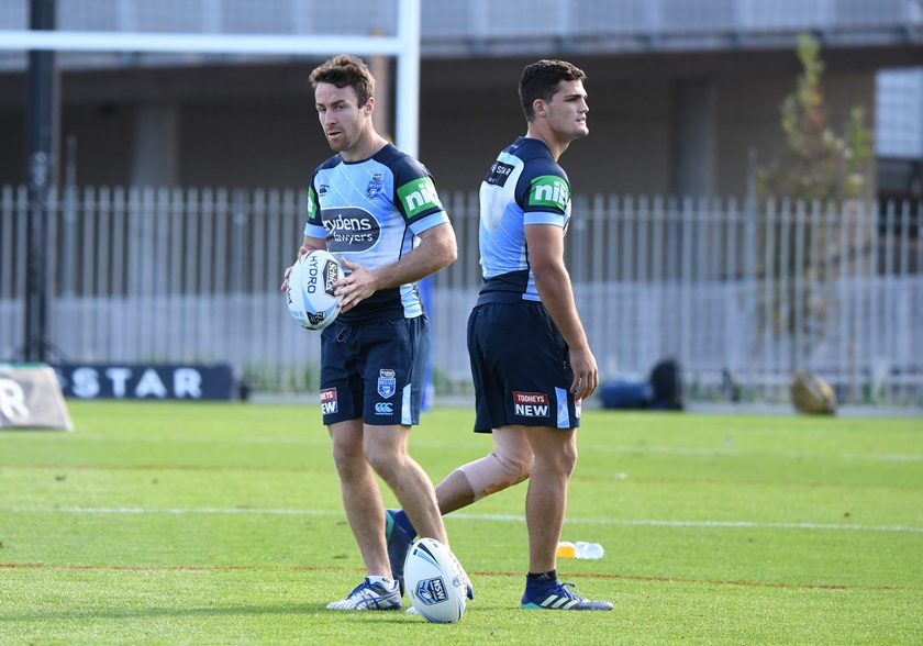 NSW halves James Maloney and Nathan Cleary.