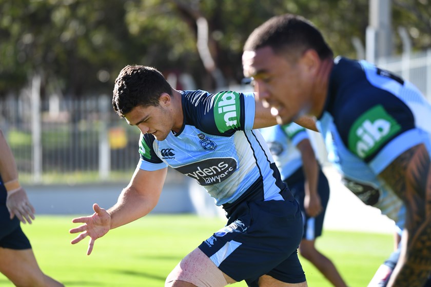 Blues teammates Nathan Cleary (left) and Tyson Frizell.