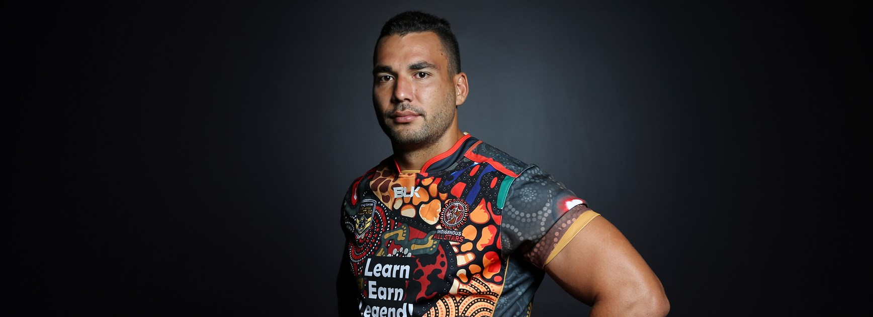 Titans captain Ryan James proudly wears his 2016 Indigenous All Stars jersey.