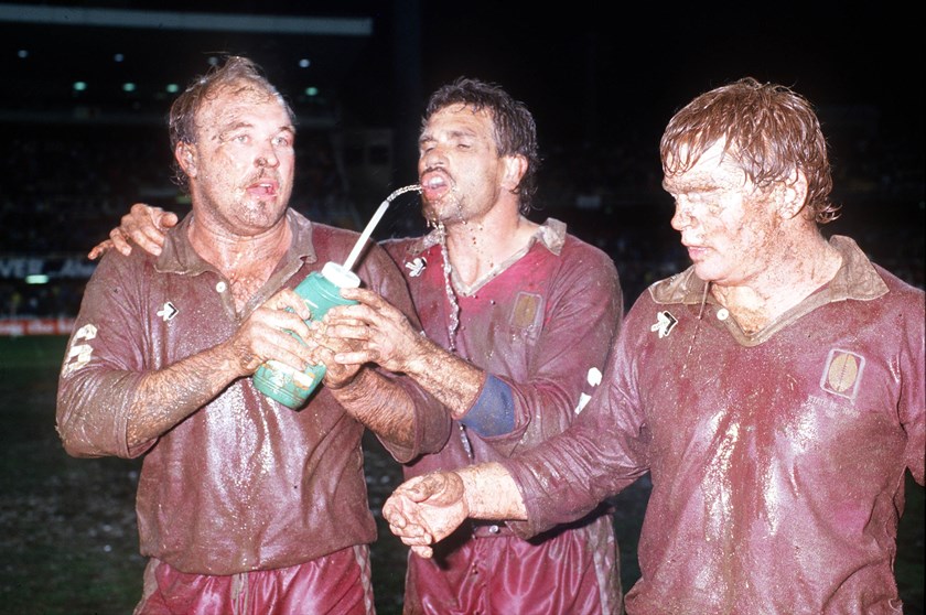 Wally Lewis, Colin Scott and Paul Vautin in 1988.