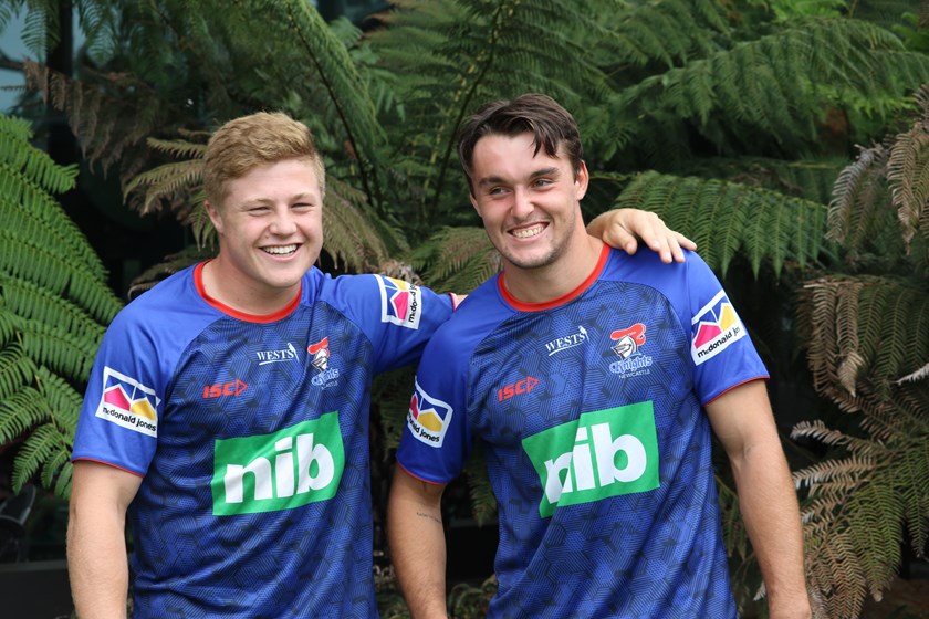 Knights duo Zac Woolford (left) and Tex Hoy.