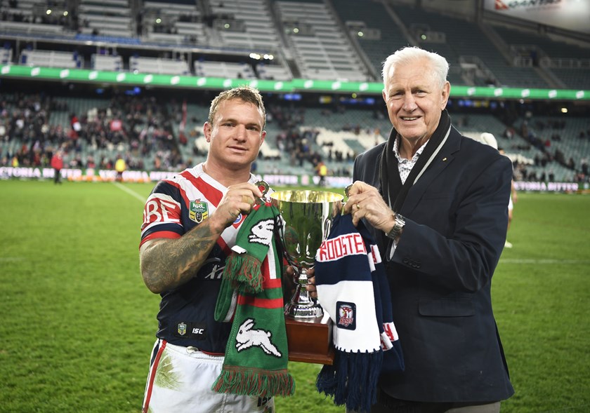Ron Coote and Roosters rake Jake Friend.
