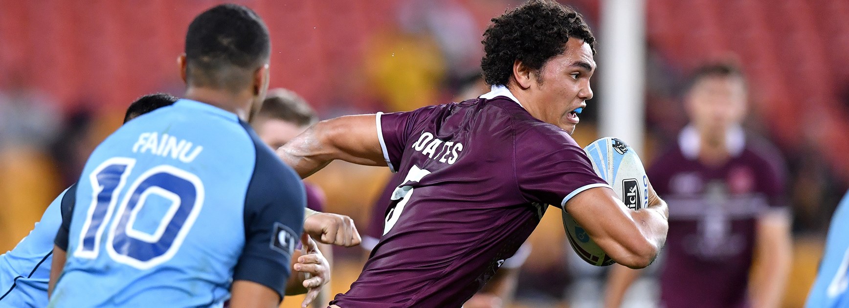 Broncos winger Xavier Coates playing for Queensland under-18s.