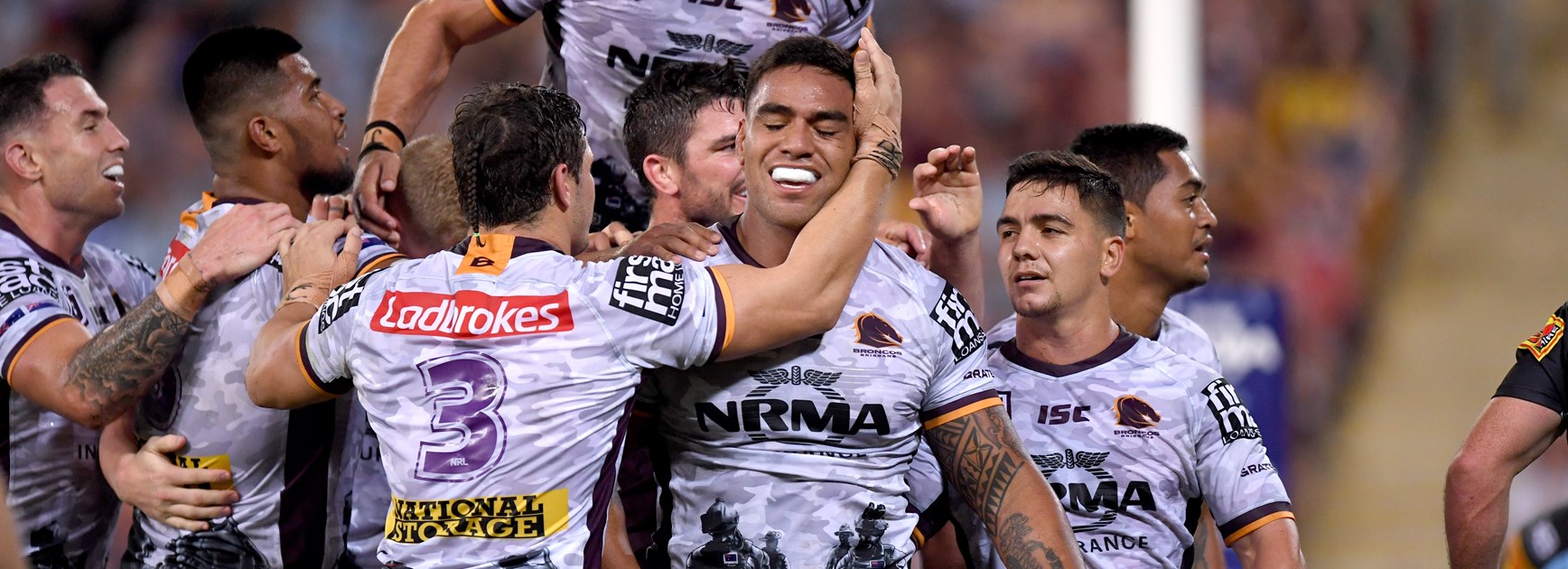 Broncos prop Joe Ofahengaue.