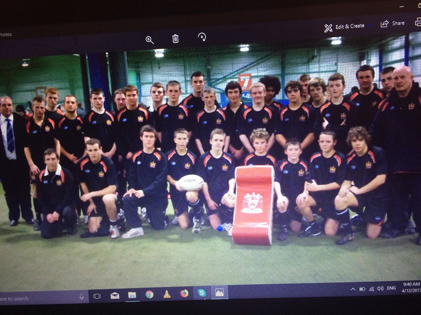 John Bateman is the fourth lad from the left in the back row Wigan's junior academy side and development coach Brian Foley is at the far right.