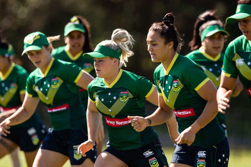 The Jillaroos preparing for a Test match against New Zealand.