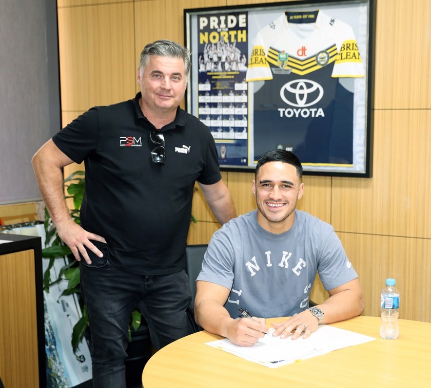 Valentine Holmes and his manager Chris Orr.