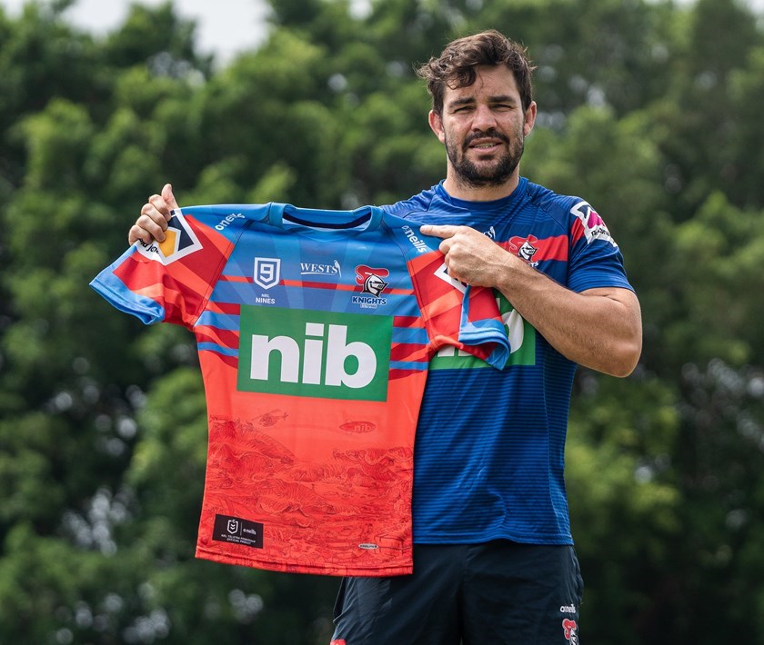 Aidan Guerra with the Knights' Nines jersey.