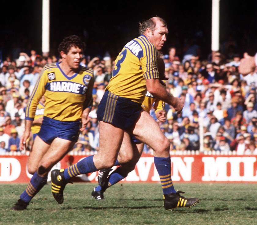 Parramatta legend Bob O'Reilly on the charge during the 1981 grand final.