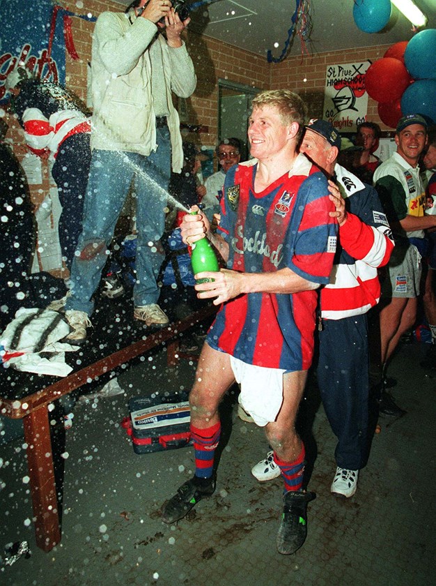 Darren Albert celebrates after the 1997 ARL grand final