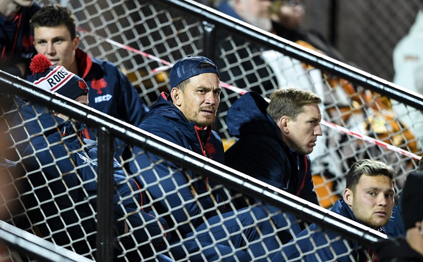 Sonny Bill Williams watches his Roosters teammates against the Wests Tigers.