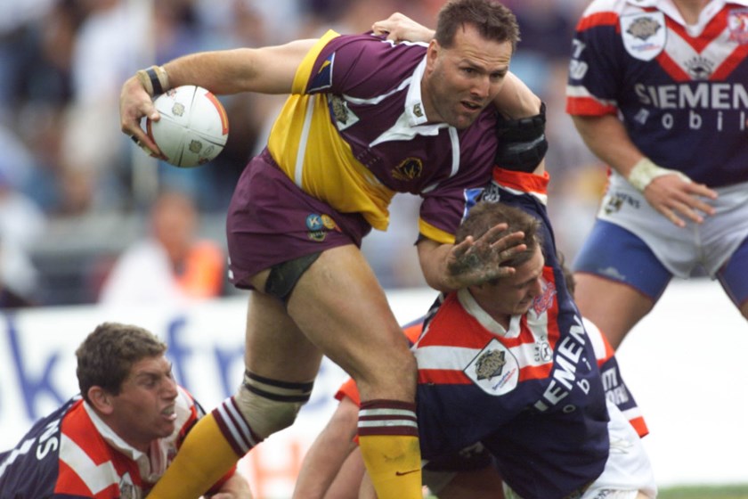Michael Hancock during his final game for Brisbane, the 2000 grand final win over the Roosters.