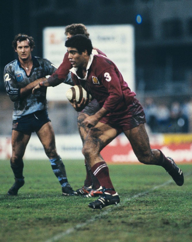 Mal Meninga in action for the Maroons in 1983.
