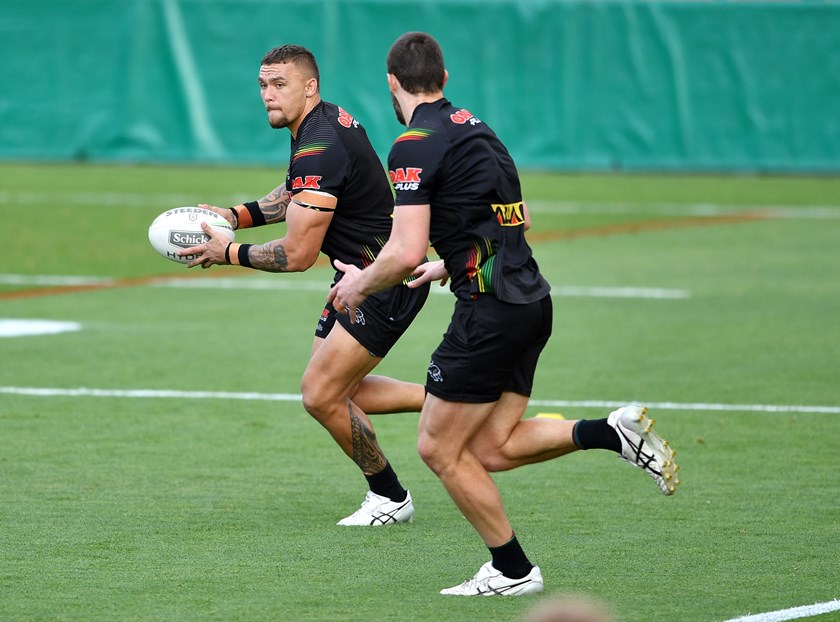 James Fisher-Harris trains at Penrith in grand final week.