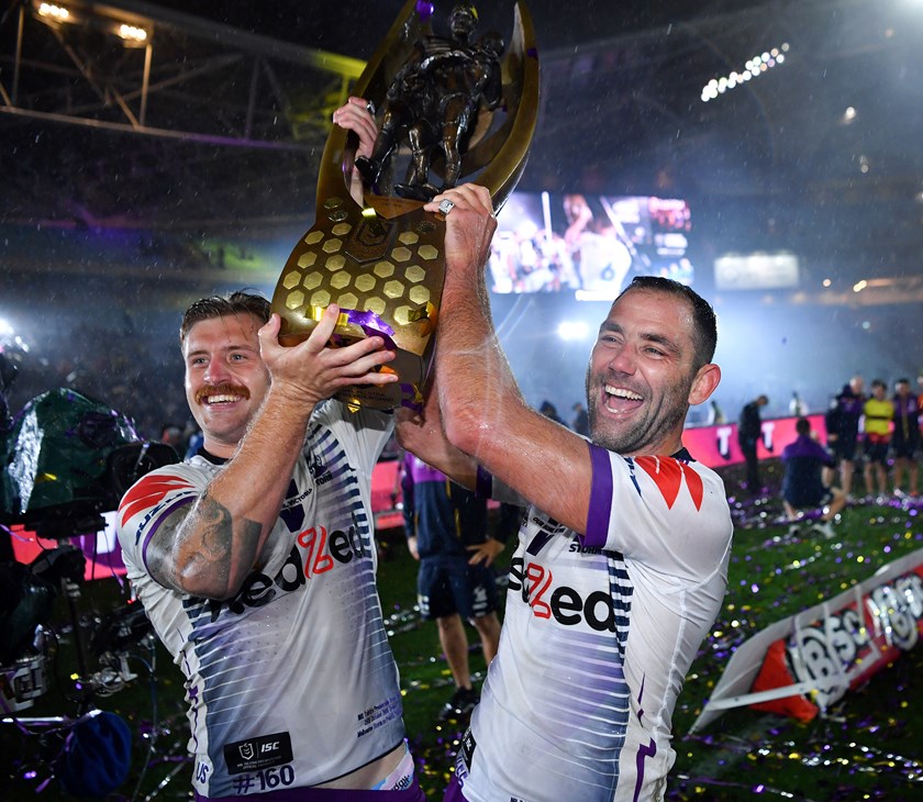 Cameron Munster and Cameron Smith with the Provan-Summons trophy.