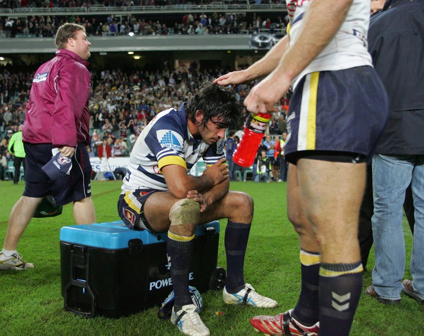 Johnathan Thurston cuts a dejected figure after the Cowboys were eliminated from the 2007 finals.