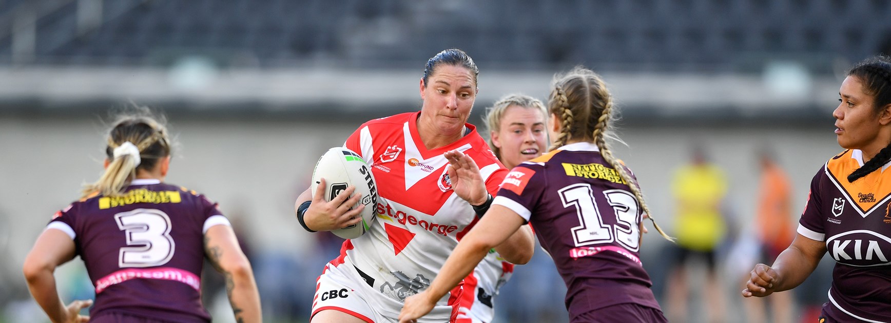Steph Hancock in action for the Dragons.