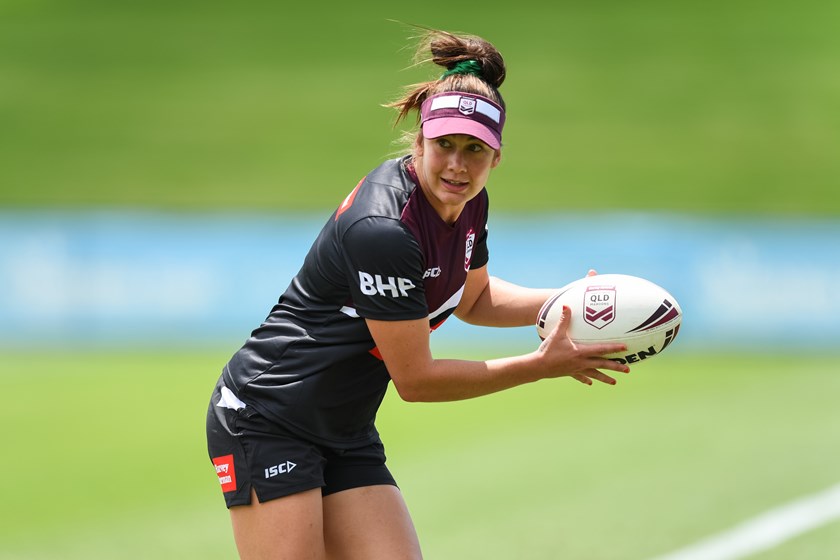 Second-rower Jess Elliston at Maroons training.