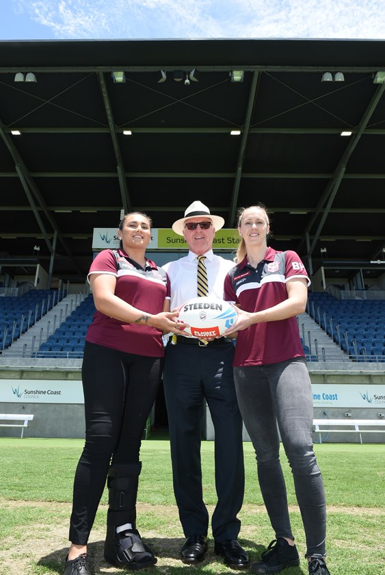 Sunshine Coast mayor Mark Jamieson with Queensland duo Annette Brander and Karina Brown.