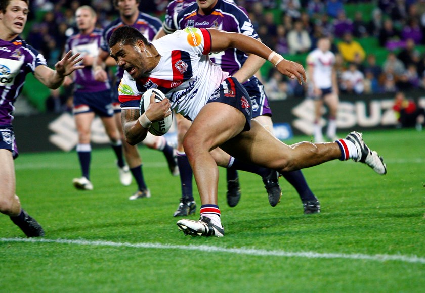 Mose Masoe scores for the Roosters in 2010.