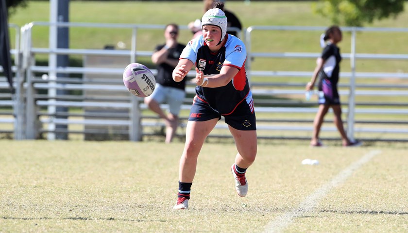 Michaela Peck in action for the ADF at the NRL Women's Championships.